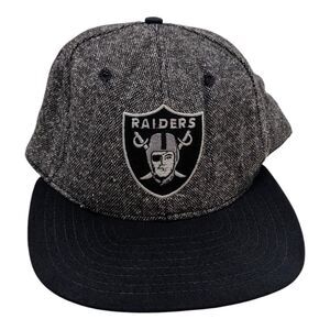 Vintage 90s New Era NFL Los Angeles Raiders‎ Snapback Hat Cap Gray Wool USA